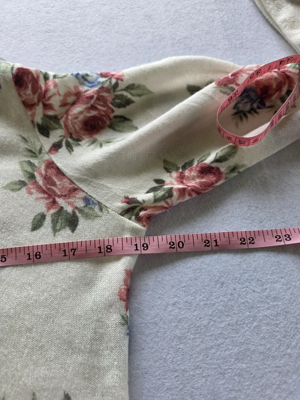 Ultra Flirt Cream Floral Hoodie with Pink Roses
